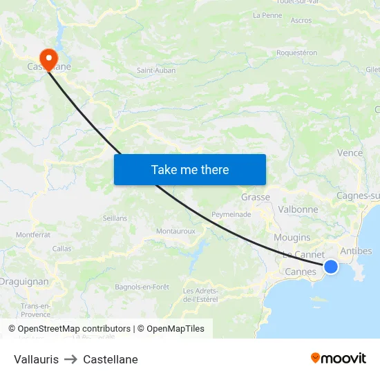 Vallauris to Castellane map