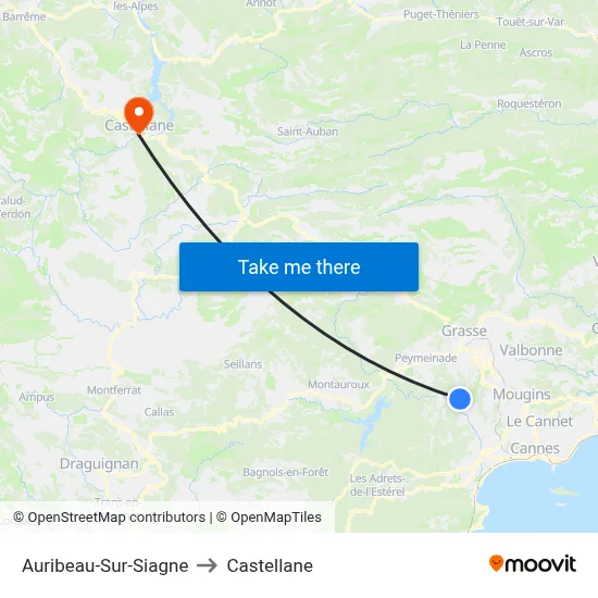 Auribeau-Sur-Siagne to Castellane map