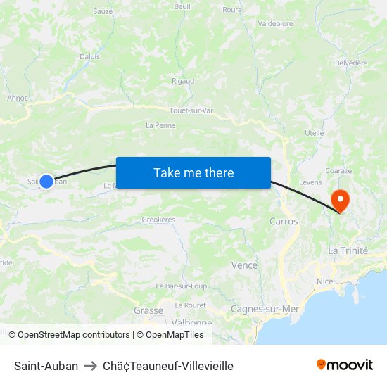 Saint-Auban to Chã¢Teauneuf-Villevieille map