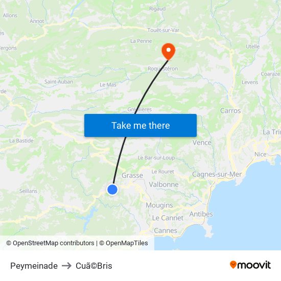 Peymeinade to Cuã©Bris map