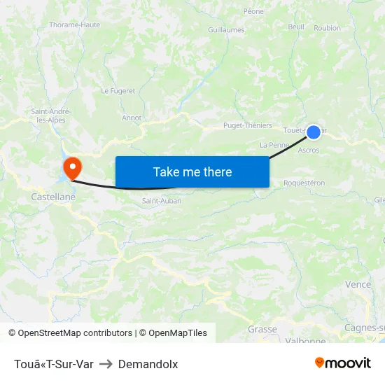 Touã«T-Sur-Var to Demandolx map