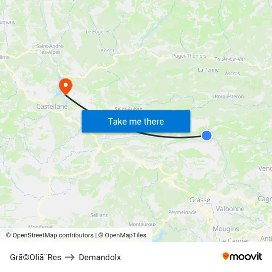 Grã©Oliã¨Res to Demandolx map