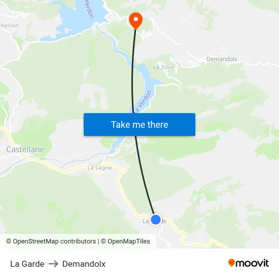 La Garde to Demandolx map