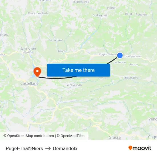 Puget-Thã©Niers to Demandolx map