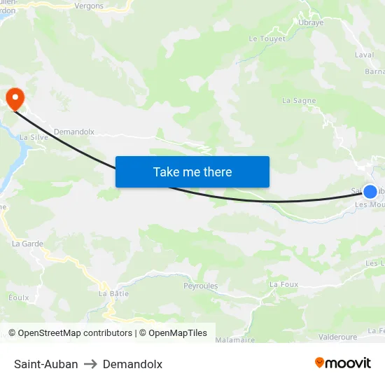 Saint-Auban to Demandolx map