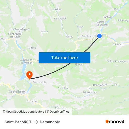 Saint-Benoã®T to Demandolx map