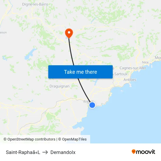 Saint-Raphaã«L to Demandolx map