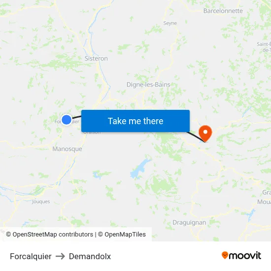 Forcalquier to Demandolx map