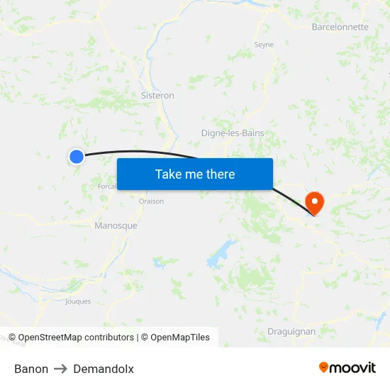 Banon to Demandolx map