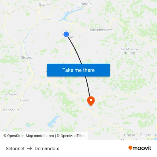 Selonnet to Demandolx map