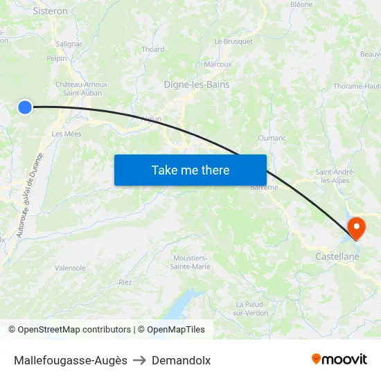 Mallefougasse-Augès to Demandolx map