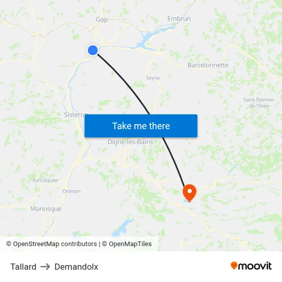 Tallard to Demandolx map