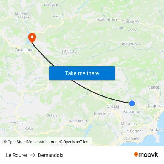Le Rouret to Demandolx map