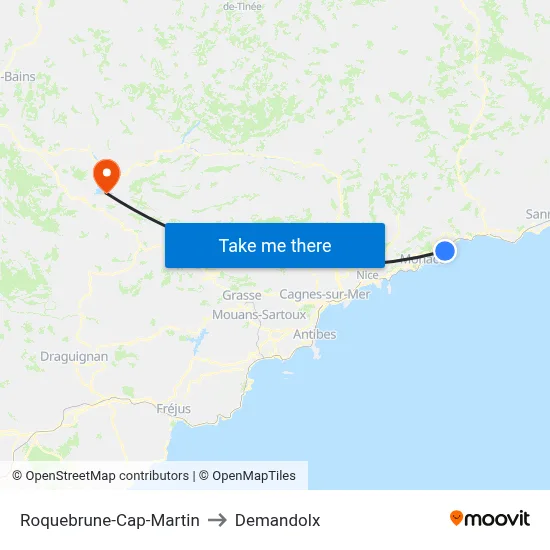 Roquebrune-Cap-Martin to Demandolx map