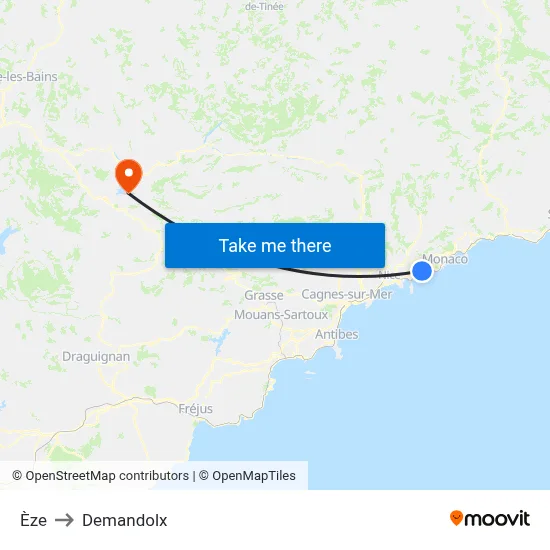 Èze to Demandolx map