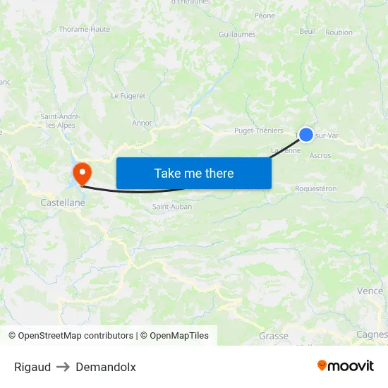 Rigaud to Demandolx map