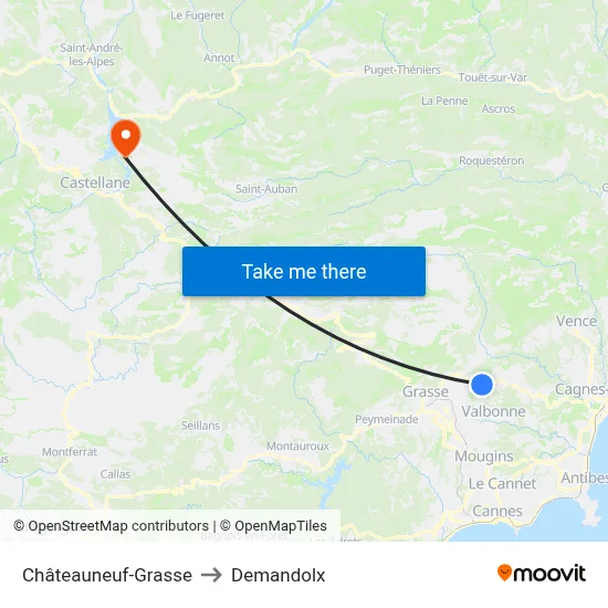 Châteauneuf-Grasse to Demandolx map