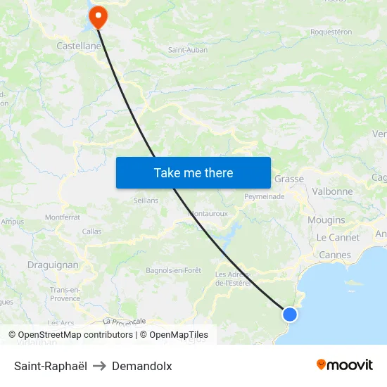 Saint-Raphaël to Demandolx map