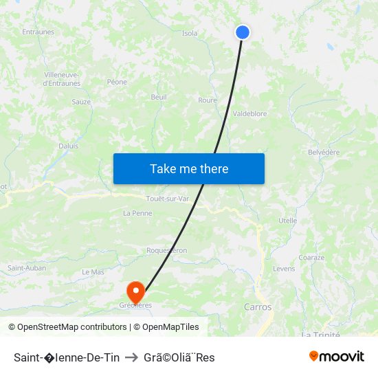 Saint-�Ienne-De-Tin to Grã©Oliã¨Res map