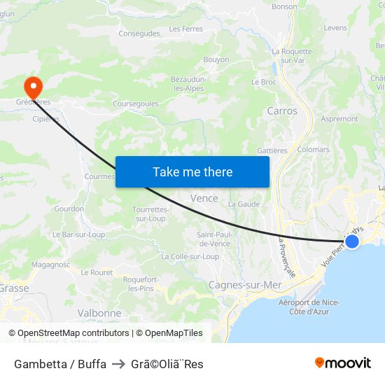 Gambetta / Buffa to Grã©Oliã¨Res map