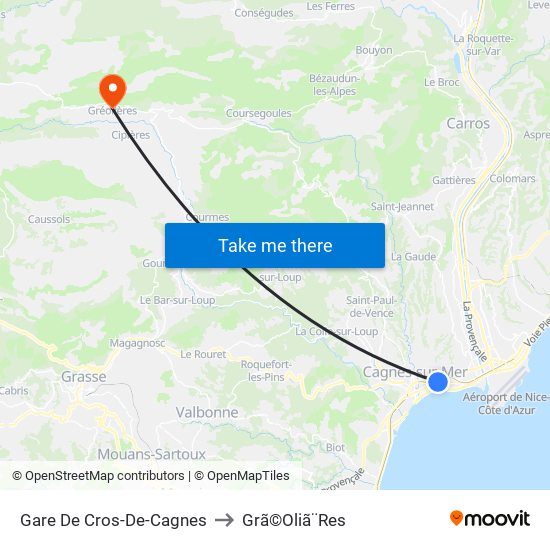 Gare De Cros-De-Cagnes to Grã©Oliã¨Res map