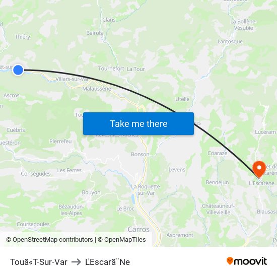Touã«T-Sur-Var to L'Escarã¨Ne map