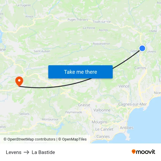 Levens to La Bastide map