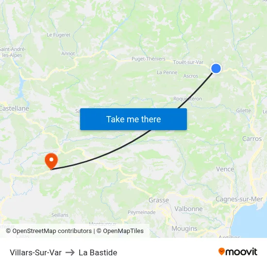 Villars-Sur-Var to La Bastide map