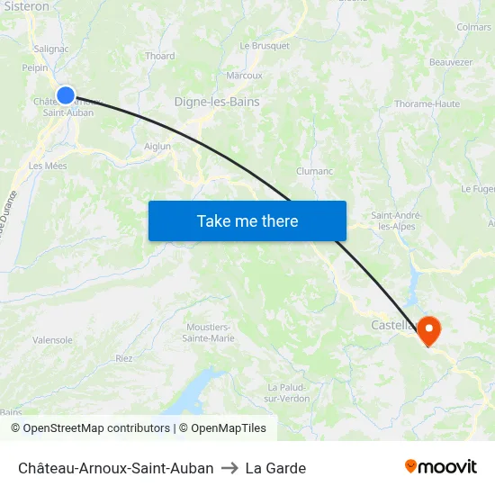 Château-Arnoux-Saint-Auban to La Garde map