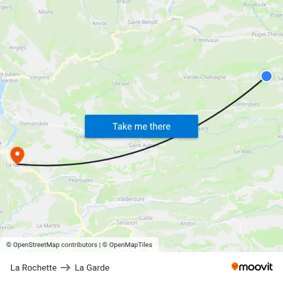 La Rochette to La Garde map