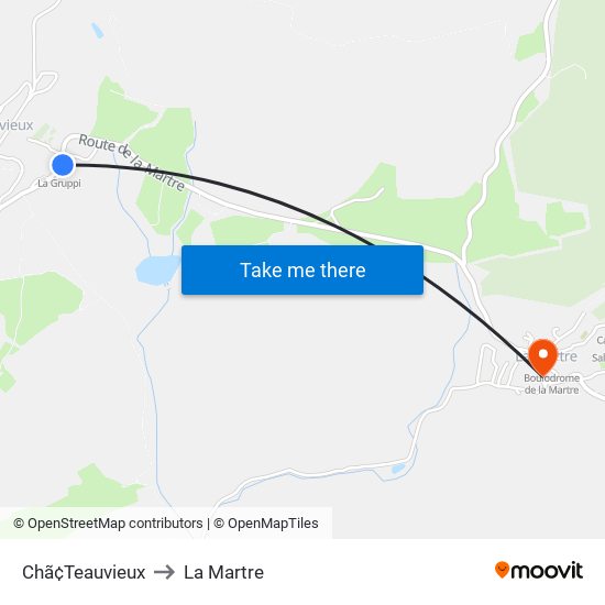 Chã¢Teauvieux to La Martre map