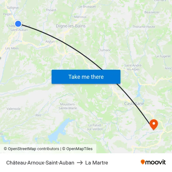 Château-Arnoux-Saint-Auban to La Martre map