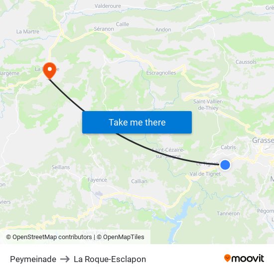 Peymeinade to La Roque-Esclapon map