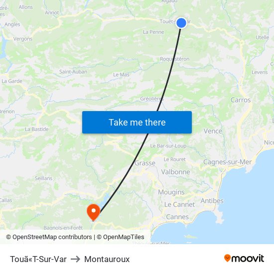 Touã«T-Sur-Var to Montauroux map