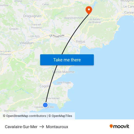 Cavalaire-Sur-Mer to Montauroux map