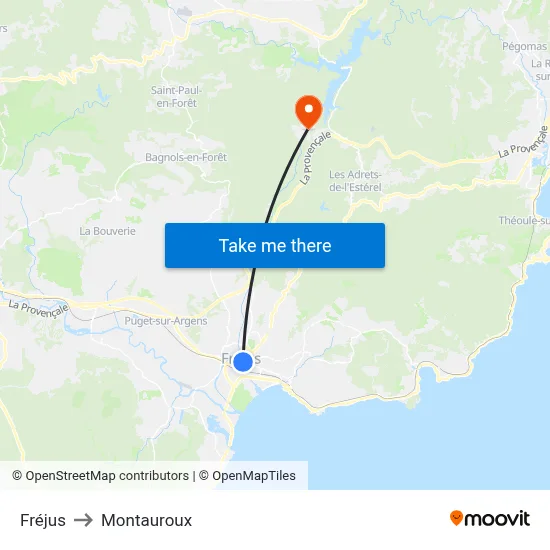 Fréjus to Montauroux map