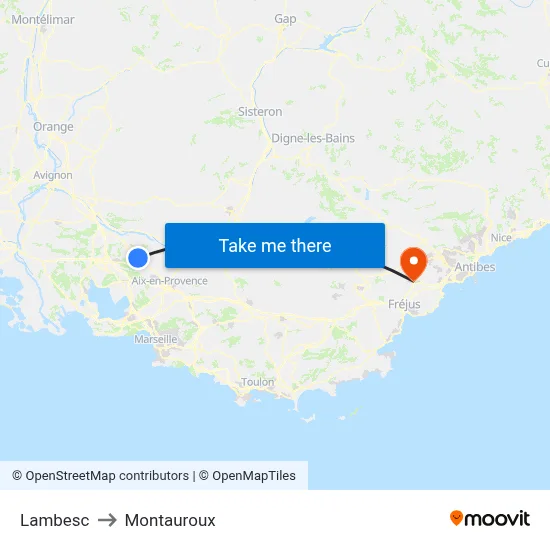 Lambesc to Montauroux map