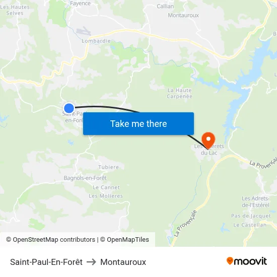 Saint-Paul-En-Forêt to Montauroux map