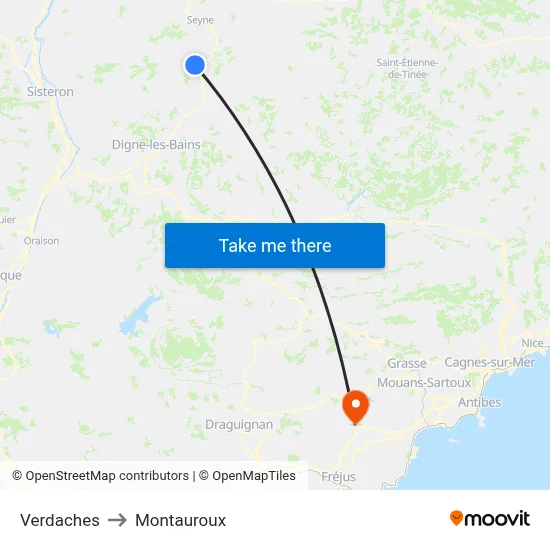 Verdaches to Montauroux map