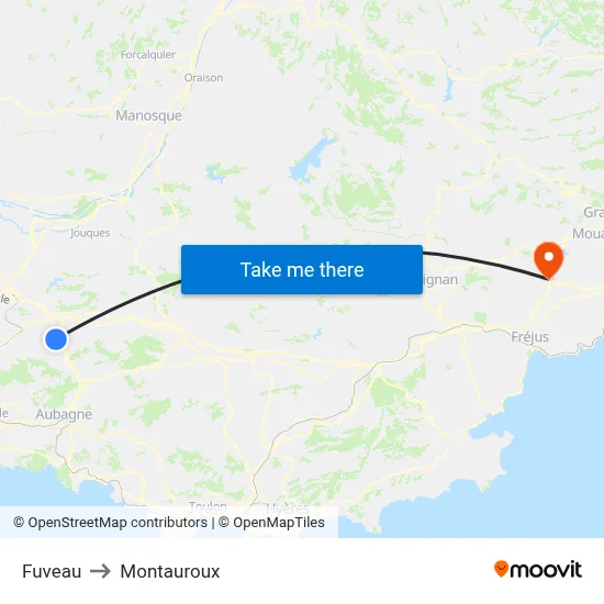 Fuveau to Montauroux map