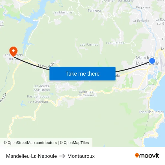 Mandelieu-La-Napoule to Montauroux map