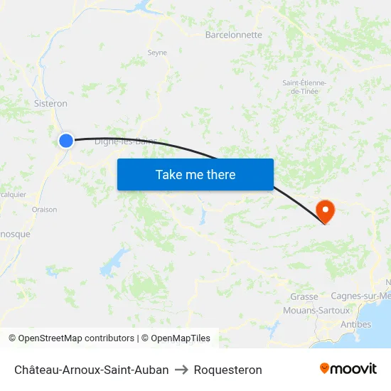 Château-Arnoux-Saint-Auban to Roquesteron map