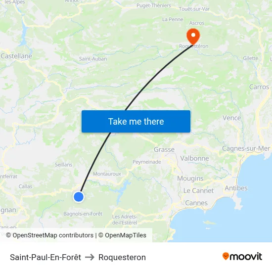 Saint-Paul-En-Forêt to Roquesteron map