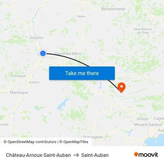 Château-Arnoux-Saint-Auban to Saint-Auban map