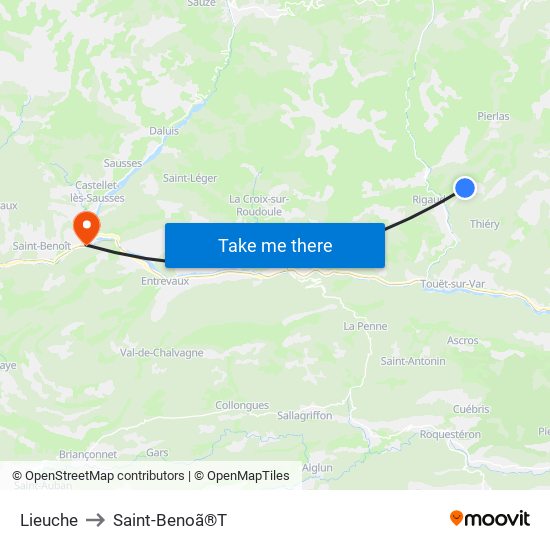 Lieuche to Saint-Benoã®T map