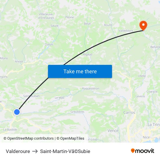 Valderoure to Saint-Martin-Vã©Subie map