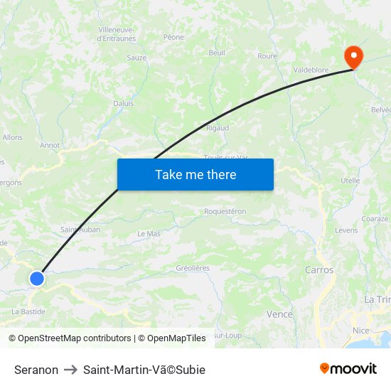 Seranon to Saint-Martin-Vã©Subie map