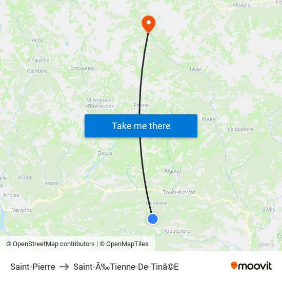 Saint-Pierre to Saint-Ã‰Tienne-De-Tinã©E map