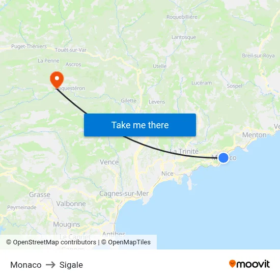 Monaco to Sigale map