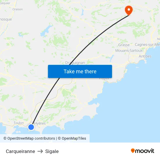 Carqueiranne to Sigale map